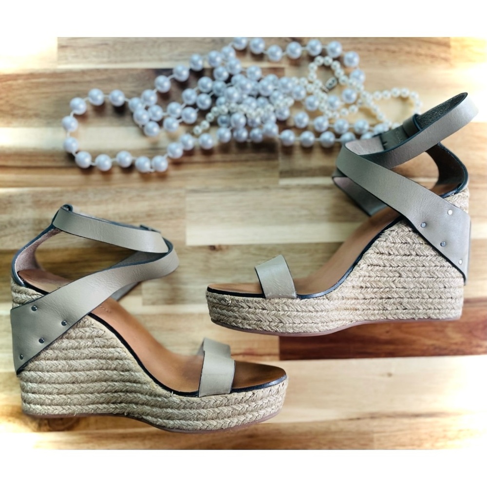 SEE BY CHLOÉ | 38.5 / 8 | Espadrille Jute Platform Sandals Leather Cross Strap